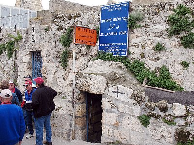 Lazarus' tomb as represented in modern day Bethany Lazarus' tomb as represented in modern day Bethany